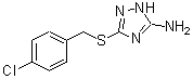 structure of CAS# 41266-78-8, 3-[(4-Chlorobenzyl)Sulfanyl]-1H-1,2,4-Triazol-5-Ylamine;5-[(4-Chlorophenyl)Methylthio]-2H-1,2,4-Triazol-3-Amine;[5-[(4-Chlorobenzyl)Thio]-2H-1,2,4-Triazol-3-Yl]Amine;Zinc00115655