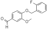 structure of CAS# 423156-68-7, 4-[(2-Fluorobenzyl)Oxy]-3-Methoxybenzaldehyde;4-[(2-fluorophenyl)methoxy]-3-methoxybenzaldehyde;BENZALDEHYDE,4-[(2-FLUOROPHENYL)METHOXY]-3-METHOXY-;BAS 01226980
