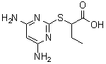 structure of CAS# 436088-61-8, 2-[(4,6-Diamino-2-Pyrimidinyl)Sulfanyl]Butanoic Acid;2-((4,6-diaminopyrimidin-2-yl)thio)butanoic acid;2-(4,6-Diamino-pyrimidin-2-ylsulfanyl)-butyric aci;2-(4,6-diaminopyrimidin-2-ylsulfanyl)butyric acid