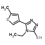structure of CAS# 438230-66-1, 4-Ethyl-5-(5-Methyl-3-Thienyl)-4H-1,2,4-Triazole-3-Thiol;4-ethyl-3<wbr>-(5-methy<wbr>lthiophen<wbr>-3-yl)-1H<wbr>-1,2,4-tr<wbr>iazole-5(<wbr>4H)-thione;4-ethyl-5-(5-methyl(3-thienyl))-1,2,4-triazole-3-thiol;4-Ethyl-5-(5-methylthien-3-yl)-4H-1,2,4-triazole-3-thiol