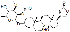 CAS 登录号：4420-65-9， 3b-[(2-O-乙酰基-6-脱氧-3-O-甲基-a-L-甘露糖基)氧基]-14-羟基-5b-心甾-20(22)-烯内酯