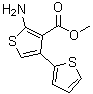 structure of CAS# 444907-56-6, Methyl 5'-Amino-2,3'-Bithiophene-4'-Carboxylate;5'-Amino-[2,3']bithiophenyl-4'-carboxylic acid methyl ester;methyl 2-amino-2',4-bithiophene-3-carboxylate;methyl 2-amino-4-(2-thienyl)thiophene-3-carboxylate