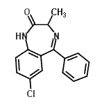 structure of CAS# 4699-82-5, 7-Chloro-3-Methyl-5-Phenyl-1,3-Dihydro-2H-1,4-Benzodiazepin-2-One;1,4-Benzodiazepin-2(1H,3H)-one, 7-chloro-3-methyl-5-phenyl-;3-Methyl-N-1-nordiazepam;3-Methylnordazepam
