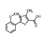 structure of CAS# 472805-74-6, 2-(2-Methoxyphenyl)-4-Methyl-1,3-Thiazole-5-Carboxylic Acid;4-Methyl-2-(2-methoxyphenyl)thiazole-5-carboxylic;4-Methyl-2-(2-methoxyphenyl)thiazole-5-carboxylicacid;acid