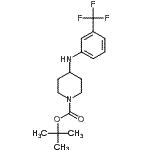 structure of CAS# 477864-09-8, 2-Methyl-2-Propanyl 4-{[3-(Trifluoromethyl)Phenyl]Amino}-1-Piperidinecarboxylate;1-BOC-4-(3-TRIFLUOROMETHYL-PHENYLAMINO)-PIPERIDINE;MFCD02102342;tert-buty<wbr>l 4-[3-(t<wbr>rifluorom<wbr>ethyl)ani<wbr>lino]tetr<wbr>ahydro-1(<wbr>2H)-pyrid<wbr>inecarbox<wbr>ylate