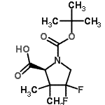 structure of CAS# 478698-32-7, 4,4-Difluoro-3,3-Dimethyl-1-{[(2-Methyl-2-Propanyl)Oxy]Carbonyl}-L-Proline;(2S)-1,2-<wbr>Pyrrolidi<wbr>nedicarbo<wbr>xylic aci<wbr>d,4,4-dif<wbr>luoro-3,3<wbr>-dimethyl<wbr>-,1-(1,1-<wbr>dimethyle<wbr>thyl)ester