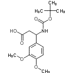 structure of CAS# 499995-84-5, 3-(3,4-Dimethoxyphenyl)-3-({[(2-Methyl-2-Propanyl)Oxy]Carbonyl}Amino)Propanoic Acid;3- tert -Butoxycarbonylamino-3-(3,4-dimethoxy-phen;3- tert -<wbr>Butoxycar<wbr>bonylamin<wbr>o-3-(3,4-<wbr>dimethoxy<wbr>-phenyl)-<wbr>propionic<wbr> acid;3-((tert-<wbr>butoxycar<wbr>bonyl)ami<wbr>no)-3-(3,<wbr>4-dimetho<wbr>xyphenyl)<wbr>propanoic<wbr> acid