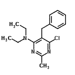 structure of CAS# 500156-07-0, 5-Benzyl-6-Chloro-N,N-Diethyl-2-Methyl-4-Pyrimidinamine;(5-Benzyl-6-chloro-2-methyl-pyrimidin-4-yl)-diethyl-amine;[6-chloro-2-methyl-5-benzylpyrimidin-4-yl]diethylamine;5-benzyl-6-chloro-N,N-diethyl-2-methylpyrimidin-4-amine