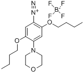 structure of CAS# 50543-78-7, 2,5-Dibutoxy-4-(4-Morpholinyl)Benzenediazonium Tetrafluoroborate;2,5-Dibutoxy-4-Morpholino-Benzenediazonium Tetrafluoroborate;2,5-Dibutoxy-4-Morpholinobenzenediazonium Tetrafluoroborate;2,5-Dibutoxy-4-Morpholin-4-Yl-Benzenediazonium Tetrafluoroborate