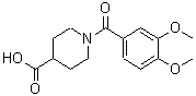 structure of CAS# 510739-78-3, 1-(3,4-Dimethoxybenzoyl)-4-Piperidinecarboxylic Acid;1-(3,4-Dimethoxy-benzoyl)-piperidine-4-carboxylic;1-(3,4-Dimethoxy-benzoyl)-piperidine-4-carboxylic acid;1-(3,4-Dimethoxy-benzoyl)-piperidine-4-carboxylicacid
