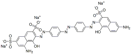 CAS 登录号：52469-76-8， 5-氨基-3-[[4-[[4-[(6-氨基-1-羟基-3-磺酸基-2-萘基)偶氮]苯基]偶氮]苯基]偶氮]-4-羟基萘-2,7-二磺酸三钠