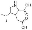 structure of CAS# 52497-36-6, (2S,3S,4R)-2-Carboxy-4-Isopropyl-3-Pyrrolidineacetic Acid;(2S,3S,4R)-3-(Carboxymethyl)-4-Isopropyl-Pyrrolidine-2-Carboxylic Acid;(2S,3S,4R)-3-(Carboxymethyl)-4-Isopropyl-2-Pyrrolidinecarboxylic Acid;(2S,3S,4R)-3-(Carboxymethyl)-4-Isopropyl-Proline