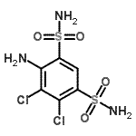 structure of CAS# 5250-72-6, 4-Amino-5,6-Dichloro-1,3-Benzenedisulfonamide;1,3-benzenedisulfonamide, 4-amino-5,6-dichloro-;2-Amino-benzenesulfonamide;4-amino-5,6-dichloro-1,3-benzenedisulfonamide