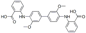 structure of CAS# 52962-95-5, 2,2'-((3,3'-Dimethoxy(1,1'-Biphenyl)-4,4'-Diyl)Diimino)Bis-Benzoic Acid;2-[[4-[4-[(2-Carboxyphenyl)Amino]-3-Methoxy-Phenyl]-2-Methoxy-Phenyl]Amino]Benzoic Acid;Nsc 73735;Smr000528333