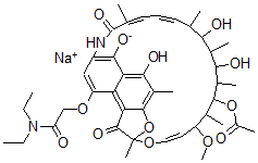 CAS#: 53109-90-3， 4-O-[2-(Diethylamino)-2-oxoethyl]-Rifamycin sodium salt