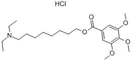 structure of CAS# 53464-72-5, 8-(Diethylamino)Octyl 3,4,5-Trimethoxybenzoate Hydrochloride;3,4,5-Trimethoxybenzoic Acid 8-Diethylaminooctyl Ester Hydrochloride;8-(Diethylamino)Octyl-3,4,5-Trimethoxybenzoate Hydrochloride;Eu-0100022