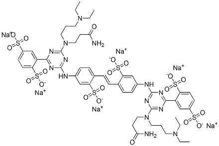 CAS#: 53499-88-0， 2,2'-[1,2-Ethenediylbis[(3-Sulfo-4,1-Phenylene)Imino[6-[(3-Amino-3-Oxopropyl)[3-(Diethylamino)Propyl]Amino]-1,3,5-Triazine-4,2-Diyl]]]Bis[1,4-Benzenedisulfonic Acid]Hexasodium Salt