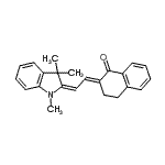 structure of CAS# 53704-25-9, (2E)-2-[(2E)-2-(1,3,3-Trimethyl-1,3-Dihydro-2H-Indol-2-Ylidene)Ethylidene]-3,4-Dihydro-1(2H)-Naphthalenone;(2E)-2-[(<wbr>2E)-2-(1,<wbr>3,3-trime<wbr>thyl-1,3-<wbr>dihydro-2<wbr>H-indol-2<wbr>-ylidene)<wbr>ethyliden<wbr>e]-3,4-di<wbr>hydronaph<wbr>thalen-1(<wbr>2H)-one;1(2H)-Nap<wbr>hthalenon<wbr>e, 2-[(1,<wbr>3-dihydro<wbr>-1,3,3-tr<wbr>imethyl-2<wbr>H-indol-2<wbr>-ylidene)<wbr>ethyliden<wbr>e]-3,4-di<wbr>hydro- (9<wbr>CI);2-[2-(1,3<wbr>,3-Trimet<wbr>hyl-1,3-d<wbr>ihydro-2H<wbr>-indol-2-<wbr>ylidene)e<wbr>thylidene<wbr>]-3,4-dih<wbr>ydronapht<wbr>halen-1(2<wbr>H)-one, p<wbr>redominan<wbr>tly E/E