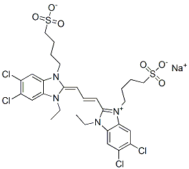 CAS#: 53841-40-0， Sodium Hydrogen 5,6-Dichloro-2-[3-[5,6-Dichloro-1-Ethyl-1,3-Dihydro-3-(4-Sulphonatobutyl)-2H-Benzimidazol-2-Ylidene]-1-Propenyl]-1-Ethyl-3-(4-Sulphonatobutyl)-1H-Benzimidazolium