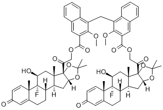 CAS#: 55461-42-2， (11beta,16alpha)-(11'beta,16'alpha)-21,21'-[Methylenebis[(2-Methoxy-1,3-Naphthalenediyl)Carbonyloxy]]Bis[9-Fluoro-11-Hydroxy-16,17-[(1-Methylethylidene)Bis(Oxy)]-Pregna-1,4-Diene-3,20-Dione