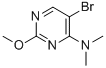 structure of CAS# 57054-81-6, 5-Bromo-4-(Dimethylamino)-2-Methoxypyrimidine;4-Pyrimidinamine, 5-Bromo-2-Methoxy-N,N-Dimethyl-;5-BROMO-4-N,N-DIMETHYLAMINO-2-METHOXYPYRIMIDINE;5-Bromo-2-Methoxy-N,N-Dimethyl-4-Pyrimidinamine
