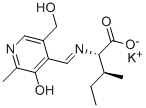 structure of CAS# 57212-58-5, Pyridoxylidene-L-Isoleucine Potassium Salt;N-[[3-Hydroxy-5-(Hydroxymethyl)-2-Methyl-4-Pyridyl]Methylene]-L-Isoleucine Potassium Salt;PYRIDOXYLIDENE-L-ISOLEUCINE POTASSIUM SALT;Pyridoxylideneisoleucinepotassiumsalt