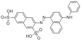 structure of CAS# 57322-42-6, 3-(4-Anilino-1-Naphthylazo)-2,7-Naphthalenedisulfonic Acid;3-[[4-(Phenylamino)-1-Naphthyl]Azo]Naphthalene-2,6-Disulfonic Acid;2,7-Naphthalenedisulfonic Acid, 3-((4-(Phenylamino)-1-Naphthalenyl)Azo)-