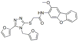 CAS#: 578000-28-9， 2-[[5-(Furan-2-Yl)-4-(Furan-2-Ylmethyl)-4H-1,2,4-Triazol-3-Yl]Thio]-N-(2-Methoxy-3-Dibenzofuranyl)-Acetamide
