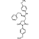 CAS 登录号：5850-95-3， 1-(4-甲氧基苯基)-2,5-二氧代-3-吡咯烷基N-(4-甲氧基苯基)-N'-(2-苯基乙基)氨基硫代甲亚氨酸酯