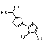 structure of CAS# 588687-48-3, 5-(5-Isopropyl-3-Thienyl)-4-Methyl-4H-1,2,4-Triazole-3-Thiol;4-methyl-<wbr>5-[5-(met<wbr>hylethyl)<wbr>(3-thieny<wbr>l)]-1,2,4<wbr>-triazole<wbr>-3-thiol;4-methyl-<wbr>5-[5-(pro<wbr>pan-2-yl)<wbr>thiophen-<wbr>3-yl]-4H-<wbr>1,2,4-tri<wbr>azole-3-t<wbr>hiol;5-(5-Isopropylthien-3-yl)-4-methyl-4H-1,2,4-triazole-3-thiol