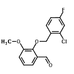 结构式 CAS# 588692-21-1, 2-[(2-氯-4-氟苄基)氧基]-3-甲氧基苯甲醛