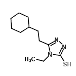 structure of CAS# 590353-07-4, 5-(2-Cyclohexylethyl)-4-Ethyl-4H-1,2,4-Triazole-3-Thiol;5-(2-cyclohexylethyl)-4-ethyl-1,2,4-triazole-3-thiol;5-(2-Cyclohexylethyl)-4-ethyl-4H-1,2,4-triazole-3-thiol;MFCD03945669