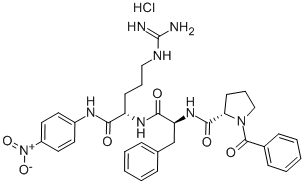 structure of CAS# 59188-28-2, N-Benzoyl-Pro-Phe-Arg p-Nitroanilide Hydrochloride;BENZOYL-PROLYL-PHENYL-ALANYL-ARGININE-4-NITRANILIDE ACETATE;N-BENZOYL-PRO-PHE-ARG P-NITROANILIDE HYDROCHLORIDE;N-Benzoyl-Pro-Phe-Arg P-Nitroanilide*Hydrochlorid