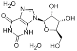 structure of CAS# 5968-90-1, Xanthosine Dihydrate;9-[(2R,3R,4S,5R)-3,4-Dihydroxy-5-(Hydroxymethyl)Tetrahydrofuran-2-Yl]-3H-Purine-2,6-Dione;9-[(2R,3R,4S,5R)-3,4-Dihydroxy-5-(Hydroxymethyl)-2-Tetrahydrofuranyl]-3H-Purine-2,6-Dione;9-[(2R,3R,4S,5R)-3,4-Dihydroxy-5-Methylol-Tetrahydrofuran-2-Yl]Xanthine