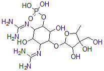 CAS#: 59719-49-2， N,N'-Bis(aminoiminomethyl)-4-O-(5-deoxy-3-C-(hydroxymethyl)-alpha-L-lyxofuranosyl)-D-Streptamine 6-Phosphate