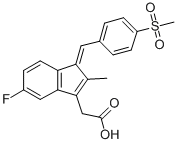 structure of CAS# 59864-04-9, Sulindac Sulfone;2-[(3Z)-6-Fluoro-2-Methyl-3-[(4-Methylsulfonylphenyl)Methylene]Inden-1-Yl]Acetic Acid;2-[(3Z)-6-Fluoro-2-Methyl-3-[(4-Methylsulfonylphenyl)Methylene]-1-Indenyl]Acetic Acid;2-[(3Z)-6-Fluoro-3-(4-Mesylbenzylidene)-2-Methyl-Inden-1-Yl]Acetic Acid