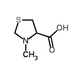 structure of CAS# 60129-40-0, 3-Methyl-1,3-Thiazolidine-4-Carboxylic Acid;3-Methyl-1,3-thiazolidine-4-carboxylic acid;3-Methyl-1,3-thiazolidine-4-carboxylic acid #;3-Methyl-4-carboxytetrahydrothiazole
