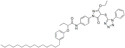 CAS#: 6016-51-9， N-[4-[[3-Ethoxy-4,5-Dihydro-5-Oxo-4-[(1-Phenyl-1H-Tetrazol-5-Yl)Thio]-1H-Pyrazol]-1-Yl]Phenyl]-2-(3-Pentadecylphenoxy)Butanamide
