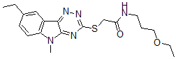 CAS#: 603946-81-2， N-(3-Ethoxypropyl)-2-[(8-Ethyl-5-Methyl-5H-1,2,4-Triazino[5,6-b]Indol-3-Yl)Thio]-Acetamide