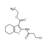 structure of CAS# 60442-45-7, Ethyl 2-[(3-Chloropropanoyl)Amino]-4,5,6,7-Tetrahydro-1-Benzothiophene-3-Carboxylate;1-Benzoth<wbr>iophene-3<wbr>-carboxyl<wbr>ic acid, <wbr>2-[(3-chl<wbr>oro-1-oxo<wbr>propyl)am<wbr>ino]-4,5,<wbr>6,7-tetra<wbr>hydro-, e<wbr>thyl ester;ethyl 2-(<wbr>3-chlorop<wbr>ropanoyla<wbr>mino)-4,5<wbr>,6,7-tetr<wbr>ahydroben<wbr>zo[b]thio<wbr>phene-3-c<wbr>arboxy la<wbr>te;ethyl 2-(<wbr>3-chlorop<wbr>ropanoyla<wbr>mino)-4,5<wbr>,6,7-tetr<wbr>ahydroben<wbr>zo[b]thio<wbr>phene-3-c<wbr>arboxylate
