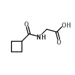 structure of CAS# 604790-72-9, N-(Cyclobutylcarbonyl)glycine;2-(cyclobutanecarboxamido)acetic acid;2-(cyclobutylformamido)acetic acid;2-[(Cyclobutylcarbonyl)amino]acetic acid