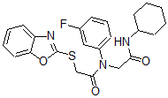 CAS#: 606098-46-8， 2-(2-Benzoxazolylthio)-N-[2-(Cyclohexylamino)-2-Oxoethyl]-N-(3-Fluorophenyl)-Acetamide