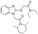 CAS#: 606110-25-2， 2-[[1-[2-(2,6-Dimethyl-Piperidin-1-Yl)-2-Oxoethyl]-1H-Benzo[d]Imidazol-2-Yl]Thio]-N,N-Diethyl-Acetamide