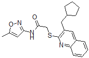 CAS#: 606113-86-4， 2-[[3-(Cyclopentylmethyl)-2-Quinolinyl]Thio]-N-(5-Methyl-3-Isoxazolyl)-Acetamide