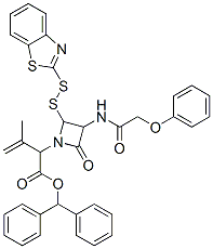 CAS 登录号：61585-90-8， 2-(苯并噻唑-2-基二硫代)-alpha-(异丙烯基)-4-氧代-3-[(苯氧基乙酰基)氨基]吖丁啶-1-乙酸二苯甲基酯