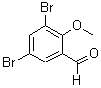 structure of CAS# 61657-65-6, 3,5-Dibromo-2-Methoxybenzaldehyde;3,5-Dibromo-2-Methoxy-Benzaldehyde;Inchi=1/C8h6br2o2/C1-12-8-5(4-11)2-6(9)3-7(8)10/H2-4H,1H;Zinc01410687