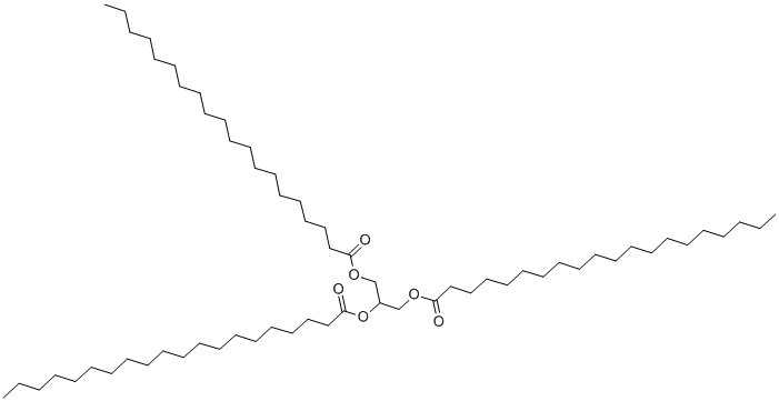 structure of CAS# 620-64-4, Triarachidin;[1-(Icosanoyloxymethyl)-2-Nonadecanoyloxy-Ethyl] Henicosanoate;Henicosanoic Acid [1-(1-Oxoicosoxymethyl)-2-(1-Oxononadecoxy)Ethyl] Ester;Henicosanoic Acid [1-(Icosanoyloxymethyl)-2-Nonadecanoyloxy-Ethyl] Ester