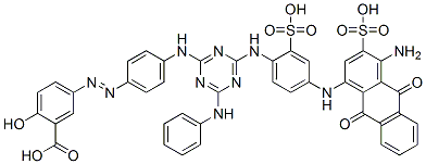 CAS#: 62572-84-3， 5-[[4-[[4-[[4-[(4-Amino-9,10-Dihydro-9,10-Dioxo-3-Sulpho-1-Anthryl)Amino]-2-Sulphophenyl]Amino]-6-(Phenylamino)-1,3,5-Triazin-2-Yl]Amino]Phenyl]Azo]-2-Hydroxybenzoic Acid