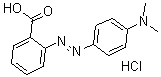 structure of CAS# 63451-28-5, 2-[2-[4-(Dimethylamino)Phenyl]Diazenyl]-Benzoic Acid Hydrochloride (1:1);2-(4-Dimethylaminophenyl)Azobenzoic Acid Hydrochloride;861235_Sial;Methyl Red Hydrochloride