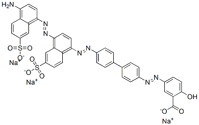 CAS 登录号：6360-29-8， 5-[[4'-[[4-[(4-氨基-7-磺酸基-1-萘基)偶氮]-6-磺酸基-1-萘基]偶氮][1,1'-联苯]-4-基]偶氮]水杨酸三钠
